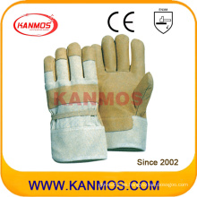 Guantes de seguridad industrial de trabajo de cuero de grano de cerdo amarillo (22003)